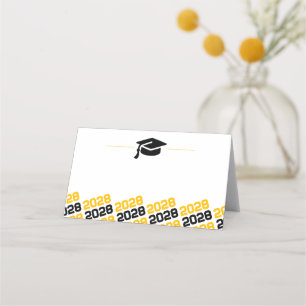 Gold Black Graduation Cap Folding Label, Food or Place Card