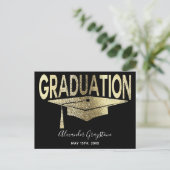Gold Black Graduation Cap Save The Date Celebratio Postcard (Standing Front)