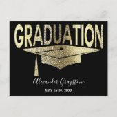 Gold Black Graduation Cap Save The Date Celebratio Postcard (Front)