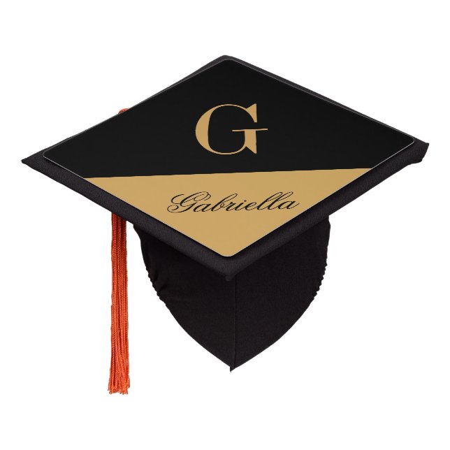 Gold Black Graduation Cap Topper (Angled)