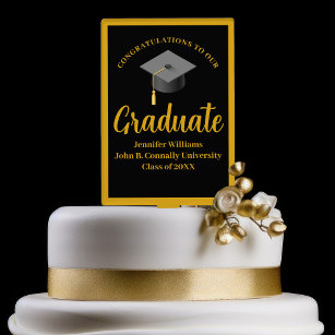 Gold Black Graduation Congratulations Graduate Cake Topper