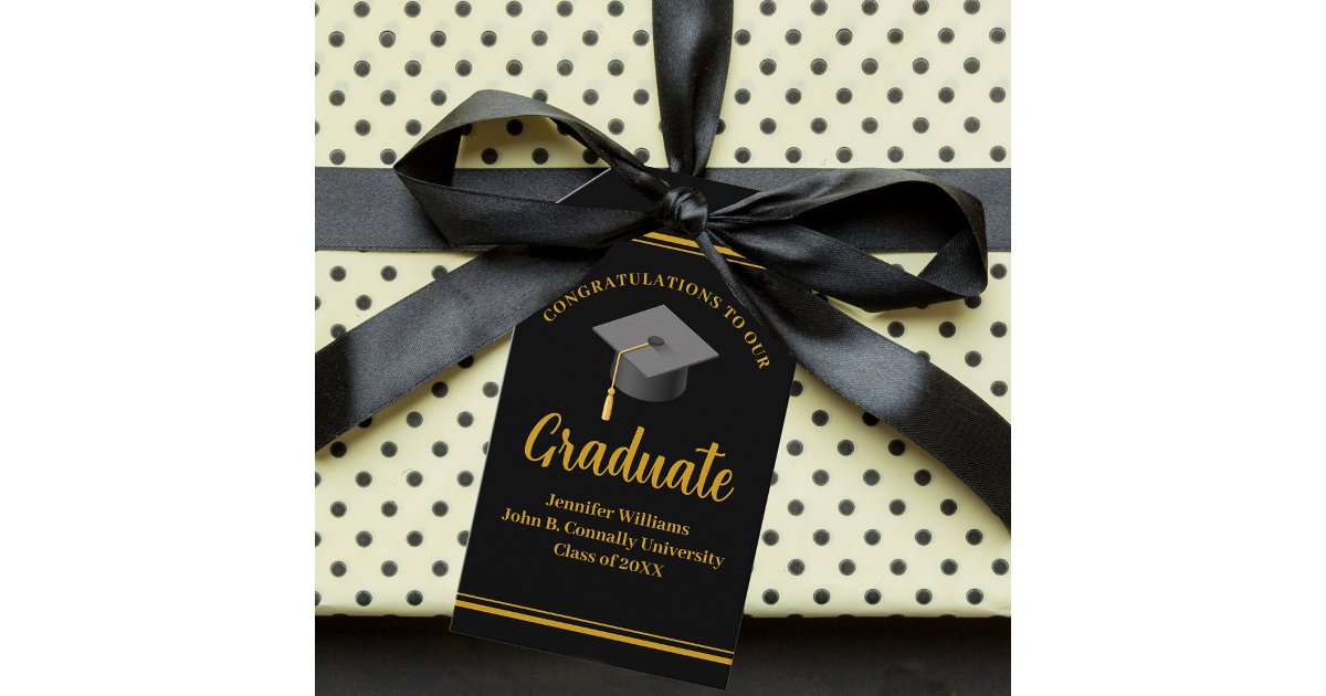 Gold Black Graduation Congratulations Graduate Gift Tags | Zazzle