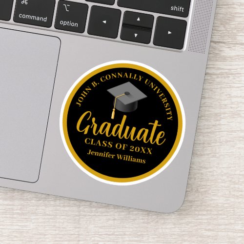 Gold Black Graduation Custom 2024 Graduate Laptop Sticker
