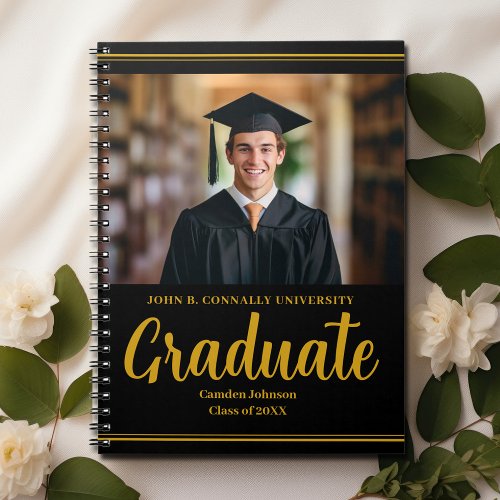 Gold Black Graduation Formal Graduate Keepsake Notebook