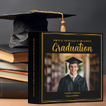 Gold Black Graduation Formal Graduate Photo Album 3 Ring Binder<br><div class="desc">This sophisticated gold and black graduation party photo album features elegant cursive script above your formal graduate photograph. Personalize this commemorative Class of 2025 graduate photograph keepsake binder with chic serif typography for formal high school or college graduation. Photo pages not included.</div>