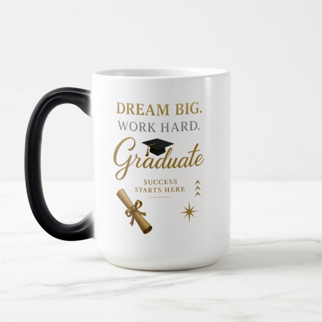 Gold & Black Graduation Morphing Mug – 15oz Heat  (Left)