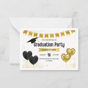 Gold Black Graduation Party Invitation