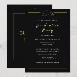 Gold Black Graduation Party Invitation Template