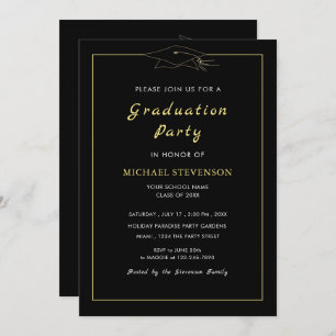 Gold Black Graduation Party Invitation Template