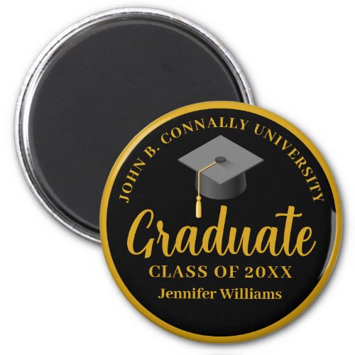 Gold Black Graduation Personalized 2024 Graduate Magnet