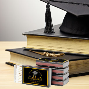 Gold Black Graduation Personalized 2025 Graduate Matchboxes