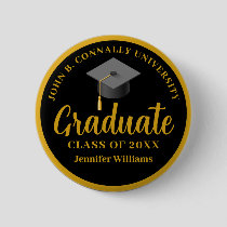 Gold Black Graduation Personalized 2026 Graduate Button