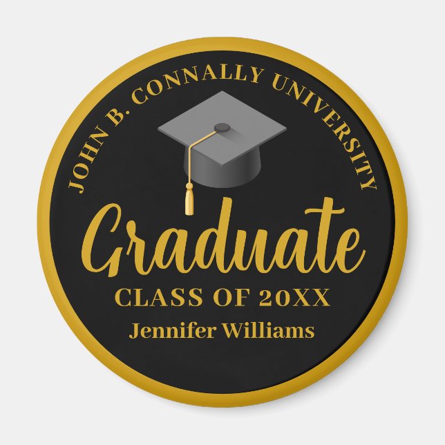 Gold Black Graduation Personalized 2026 Graduate Magnet (Front)