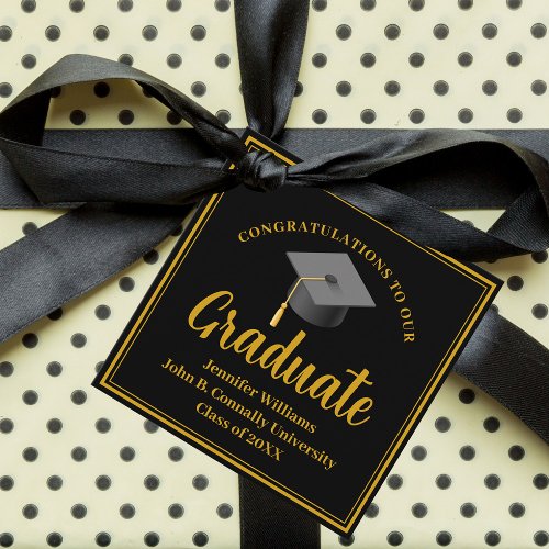 Gold Black Graduation Personalized Chic 2024 Party Favor Tags