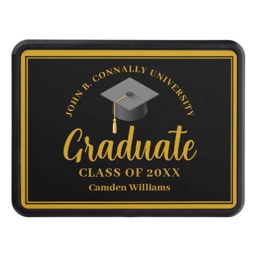 Gold Black Graduation Personalized Formal Party Hitch Cover