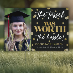 Gold Black Graduation Yard Sign Photo