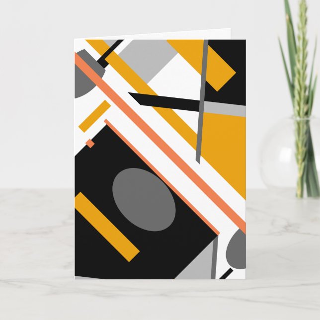 Gold Black Gray Diagonal Geometric on Whited Card (Front)