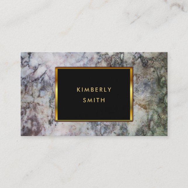 Gold black gray marble pattern business cards (Front)