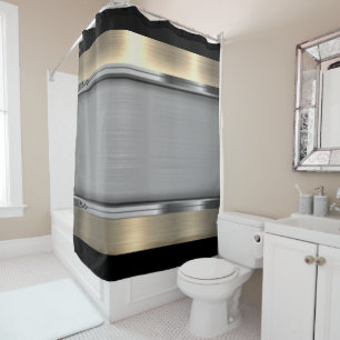 gold, black, gray shower curtain