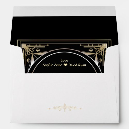 Gold Black Great Gatsby Wedding Return Address  Envelope