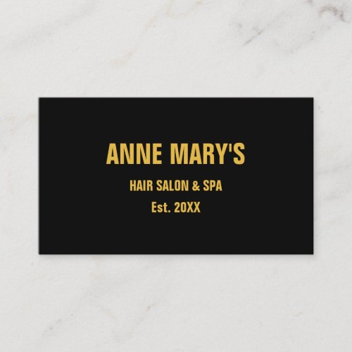 Gold Black Hair Salon Spa Makeup Modern Elegant Business Card