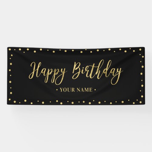 Gold  Black Happy Birthday Party Banner