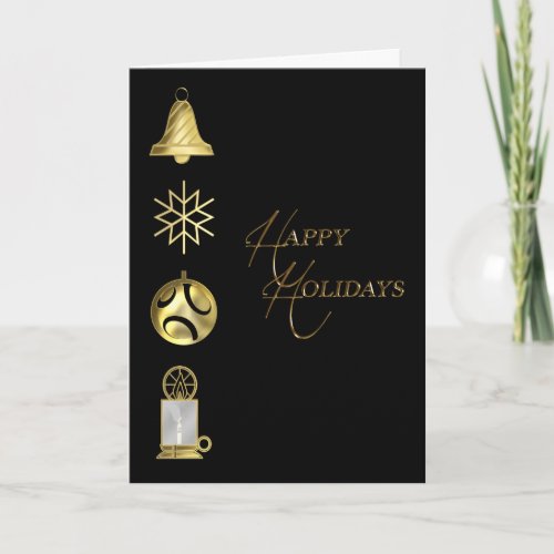 Gold Black Happy Holidays Greeting Card