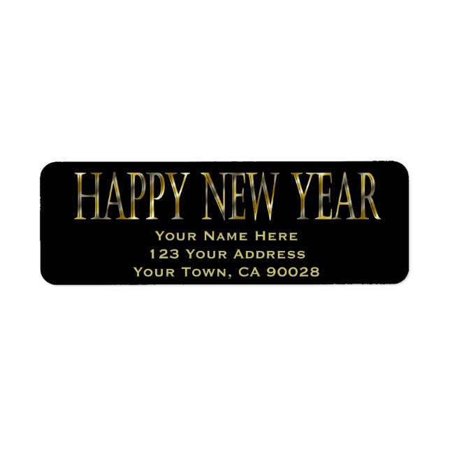 gold black happy new year label (Front)