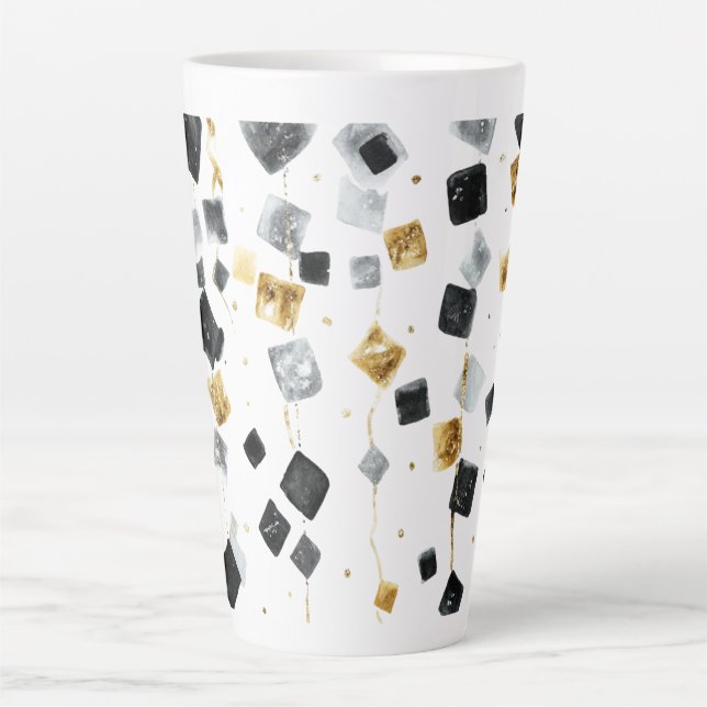 Gold Black Happy New Year Latte Mug (Front)