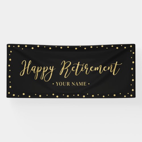 Gold  Black Happy Retirement Party Banner