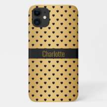 GOLD BLACK HEART PATTERN IPHONE customizable
