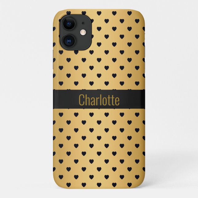 GOLD BLACK HEART PATTERN IPHONE customizable Case-Mate iPhone Case (Back)