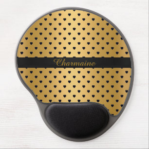GOLD BLACK HEART PATTERNED CUSTOMIZABLE Mousepad