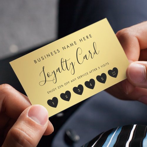Gold  Black Heart Script Custom Business Logo Loyalty Card