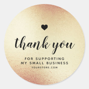 Gold Black Heart Thank you Small Business Classic Round Sticker