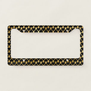 Gold Black Hearts Romantic Pattern Elegant Stylish License Plate Frame