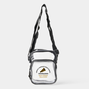Gold Black High School Cheerleader Personalized Clear Crossbody Bag