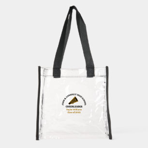 Gold Black High School Cheerleader Personalized Clear Tote Bag