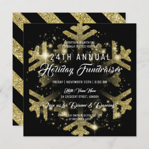 Gold & Black Holiday Corporate Fundraiser Gala Invitation