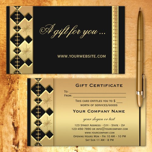Gold Black Holidays Gift Certificate Template