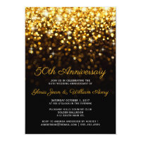 Gold Black Hollywood Glam 50th Wedding Anniversary Invitation