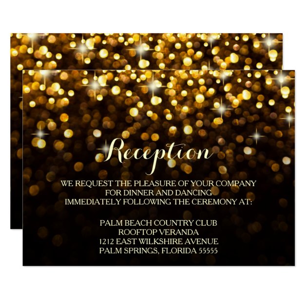 Gold Black Hollywood Glitz Glam Reception Card
