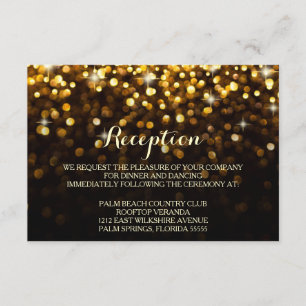 Gold Black Hollywood Glitz Glam Reception Card
