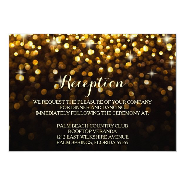 Gold Black Hollywood Glitz Glam Reception Card