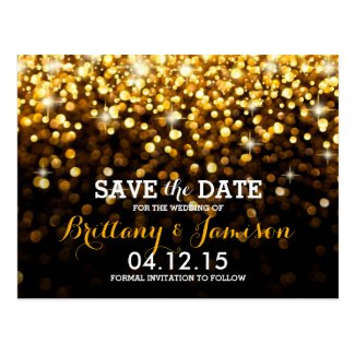 Gold Black Hollywood Glitz Glam Save the Date Postcard