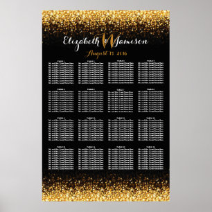 Gold Black Hollywood Glitz Glam Seating Chart