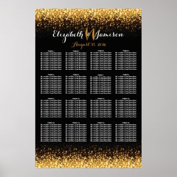 Gold Black Hollywood Glitz Glam Seating Chart by ModernMatrimony at Zazzle