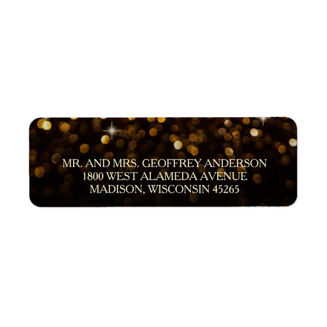 Gold Black Hollywood Glitz Glam Wedding Label (Front)