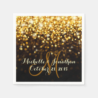 Gold Black Hollywood Glitz Glam Wedding Napkin