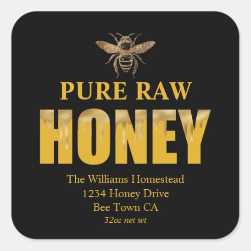 Gold  Black Honey Bee  Jar Label   Apiary Name